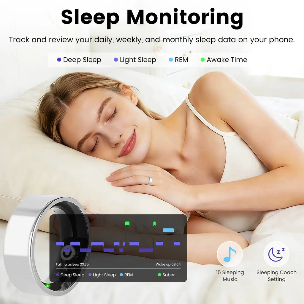 🔥 Smart Fitness Ring – Track Sleep, Heart Rate & Recovery in Style