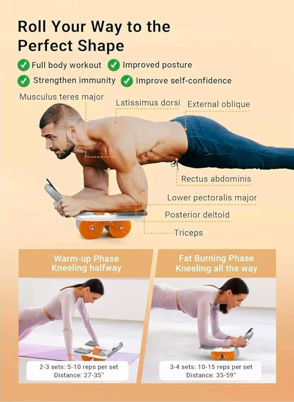 🔥 2 in 1 Ab Roller Trainer With Counter Phone Holder