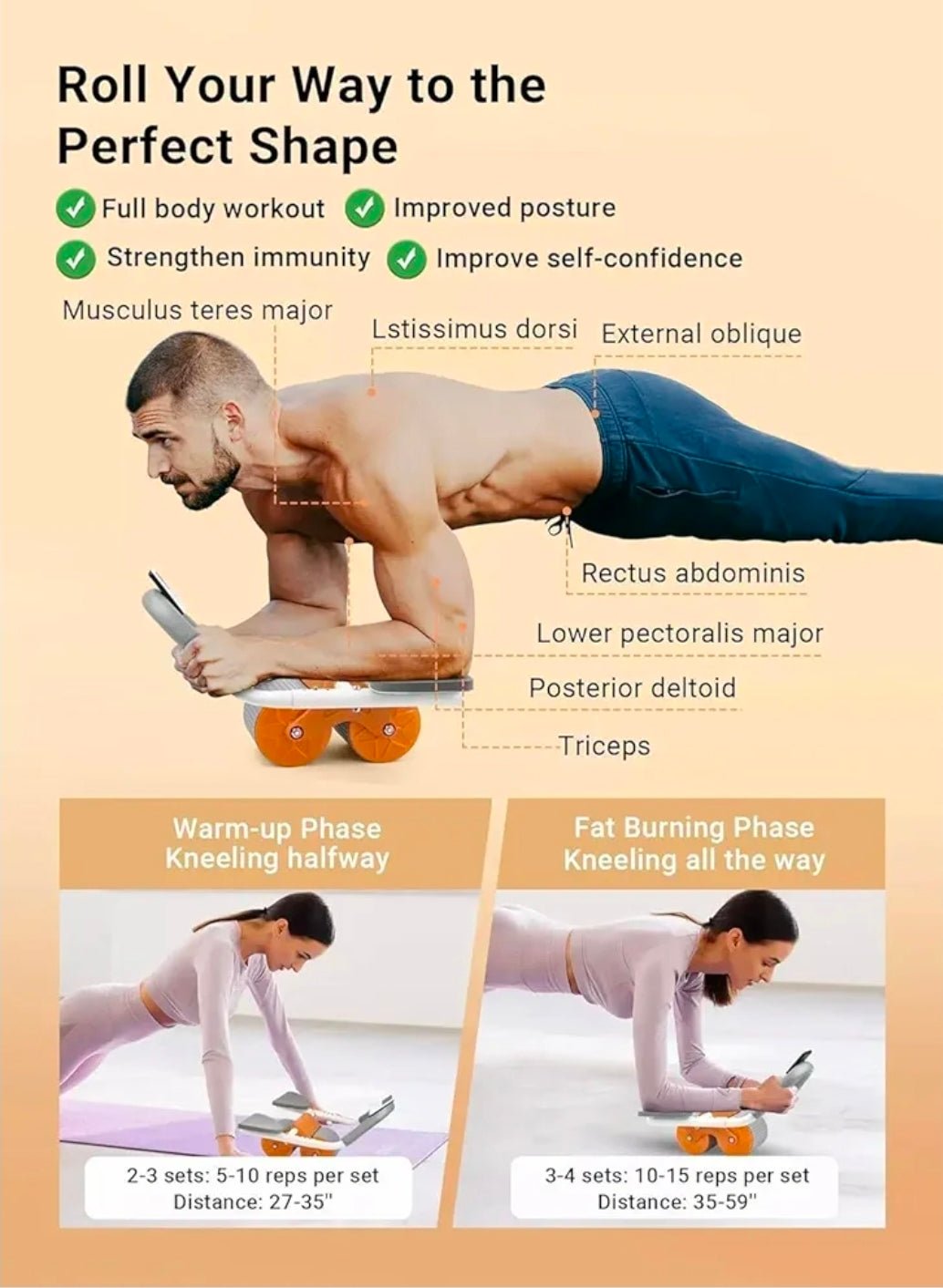 🔥 2 in 1 Ab Roller Trainer With Counter Phone Holder